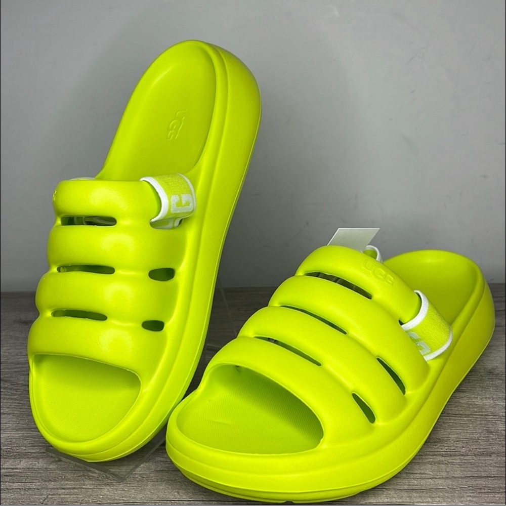 UGG Neon Lime Slide Sandals